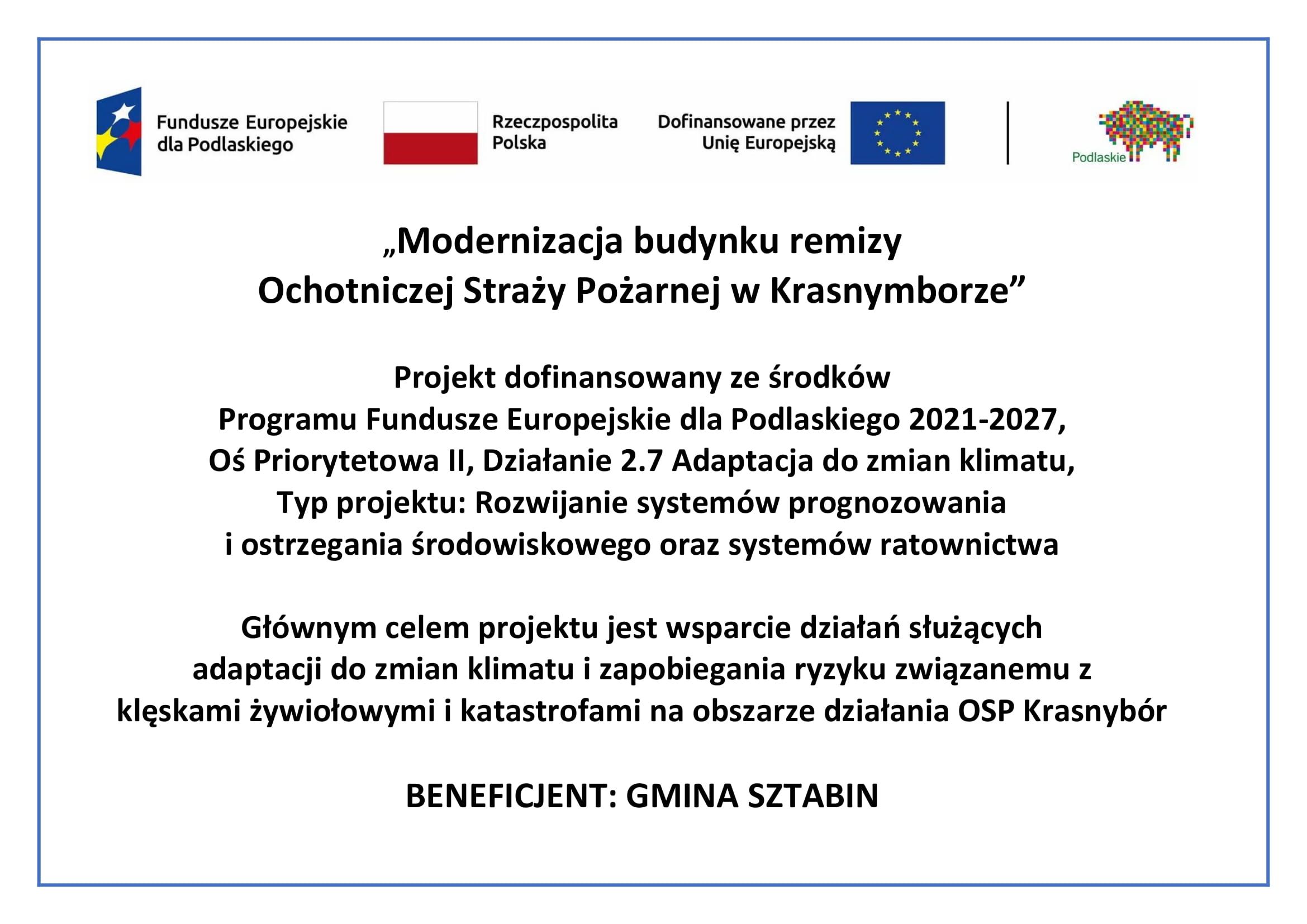 Modernizacja budynku remizy OSP

Projekt:  Modernizacja budynku remizy Ochotniczej Straży Pożarne…