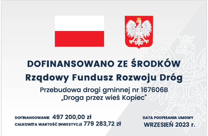 Przebudowa drogi gminnej nr 167606B – „Droga przez wieś Kopiec” 

Nazwa projektu:
Przebudowa dro…